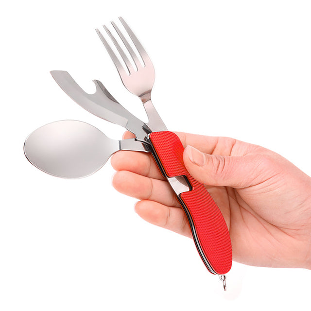 The 4-in-1 Stainless Steel Folding Tableware Set Multitool