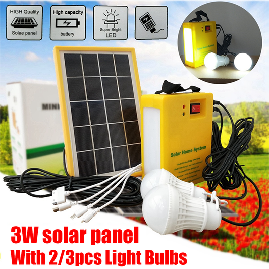 The Poratable Solar Powered Panel LED Light Bulb Kit