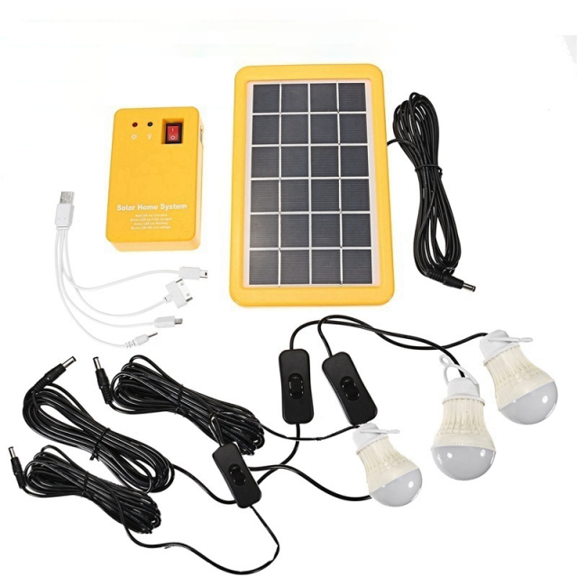 The Poratable Solar Powered Panel LED Light Bulb Kit