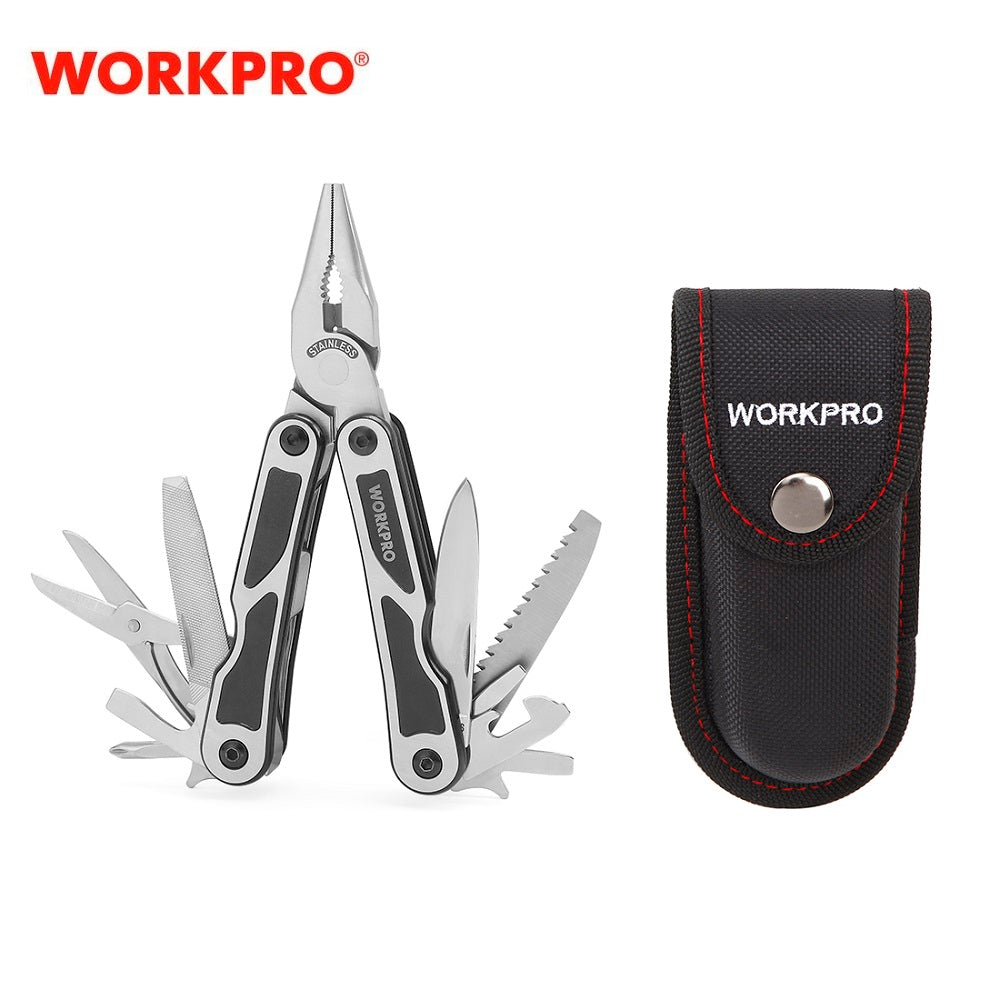 WORKPRO 15 in 1 Multi Plier Stainless Steel Multitool Wire Stripper Crimping Tool Utility Tools for Camping Survival Hiking