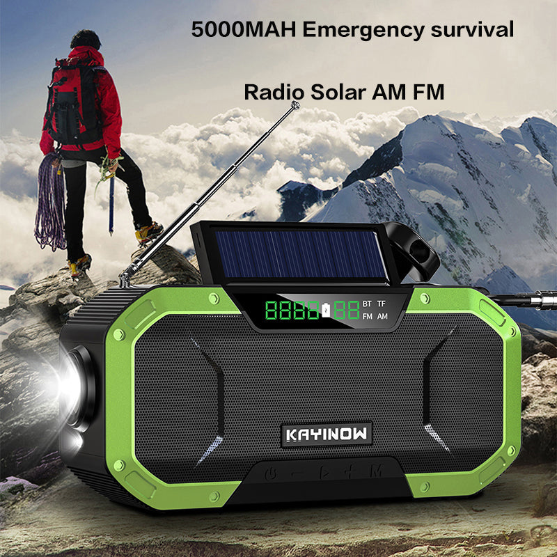 Portable Radio Survival Hand Crank AM FM SOS Emergency Radio Reading Lamp Flashlight Solar Charging 5000mAh Power Bank For Phone