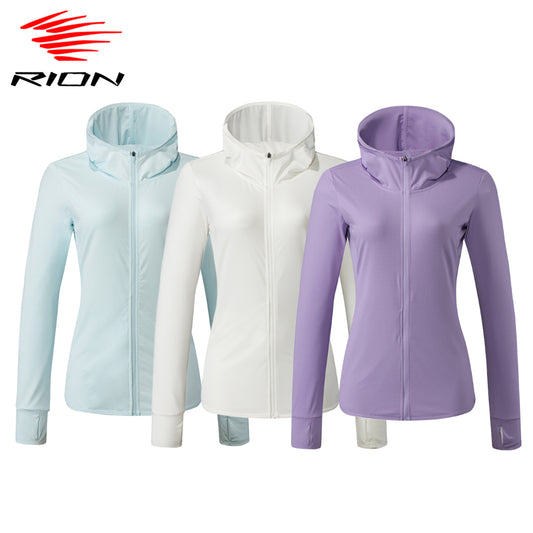 RION Women Sun-Protective Clothing Hiking Anti UV Windbreaker Breathable Quick Dry Camping Jacket UPF 50+ Outdoor Sports Coats