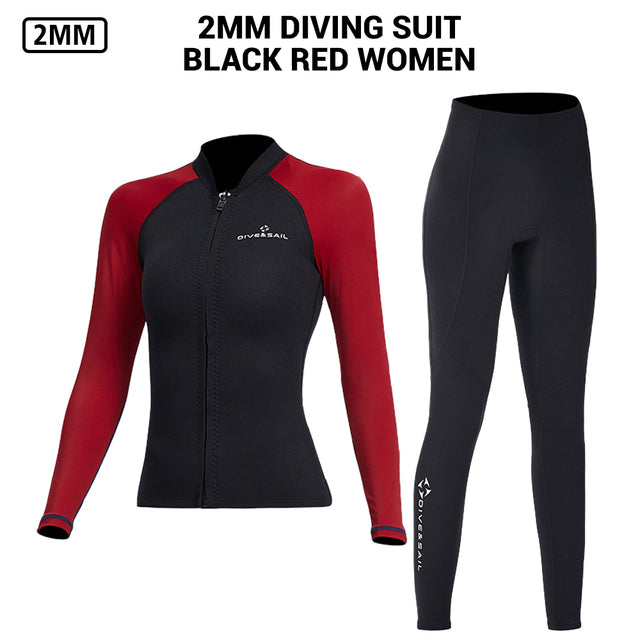 Neoprene 2MM Men Women Wetsuit Jacket Pants Scuba Diving Suit Surf Snorkeling Underwater Fishing Spearfishing Kitesurf Equipment