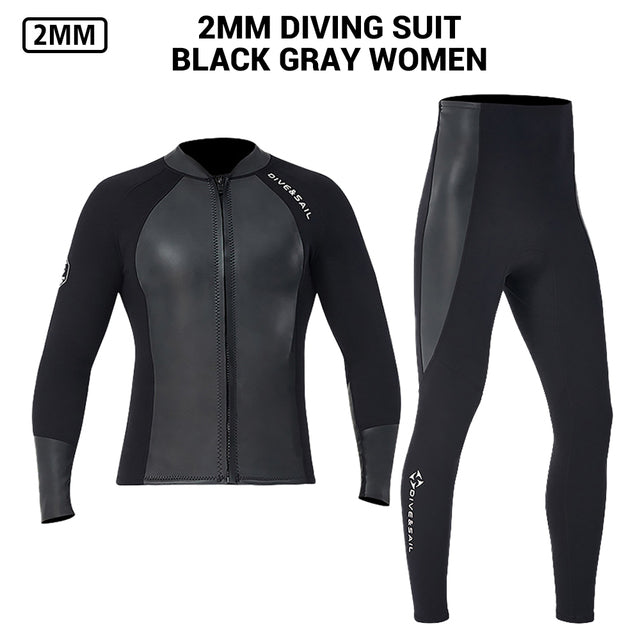 Neoprene 2MM Men Women Wetsuit Jacket Pants Scuba Diving Suit Surf Snorkeling Underwater Fishing Spearfishing Kitesurf Equipment