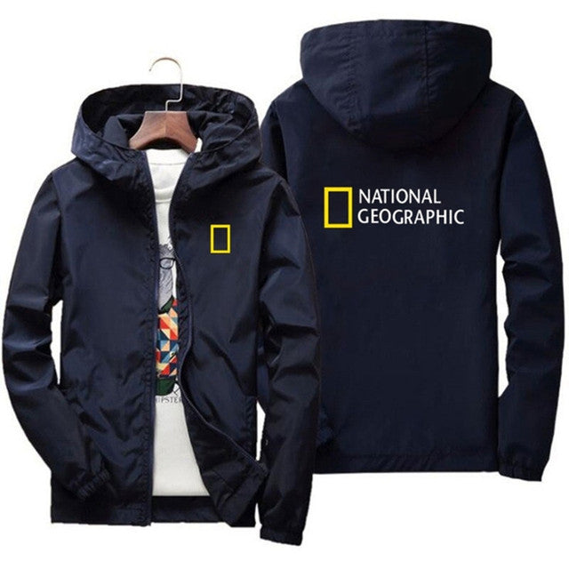 National Geographic Jacket Men&#39;s Survey Explorer Top Jacket Men&#39;s Fashion Outdoor Clothing Funny Windbreaker Hoodie