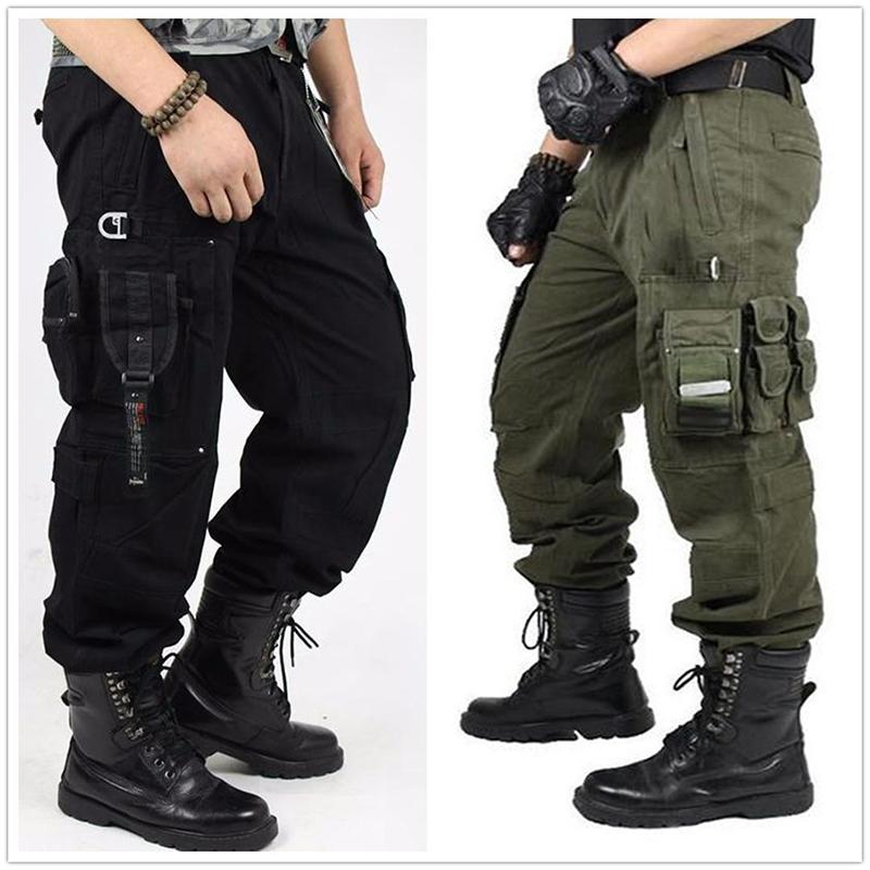 pockets tactical pants black men&#39;s pants, Military Fashion Cotton Tactical Men&#39;s Pants  Cargo Pants  Mens Clothing  Military