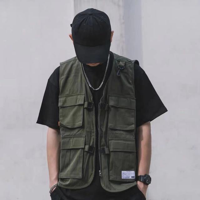 Vests Couple Women Pocket Design Cargo New Teens Japan Style Sleeveless College Unisex Summer Outwear Clothes Oversized Harajuku