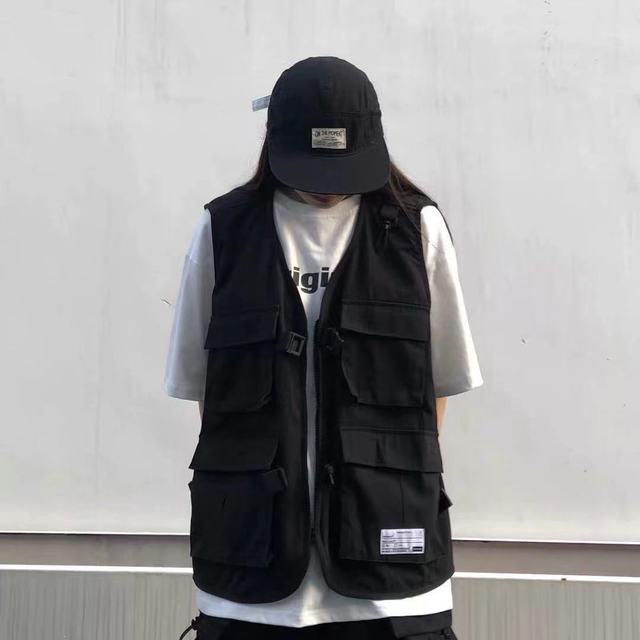 Vests Couple Women Pocket Design Cargo New Teens Japan Style Sleeveless College Unisex Summer Outwear Clothes Oversized Harajuku