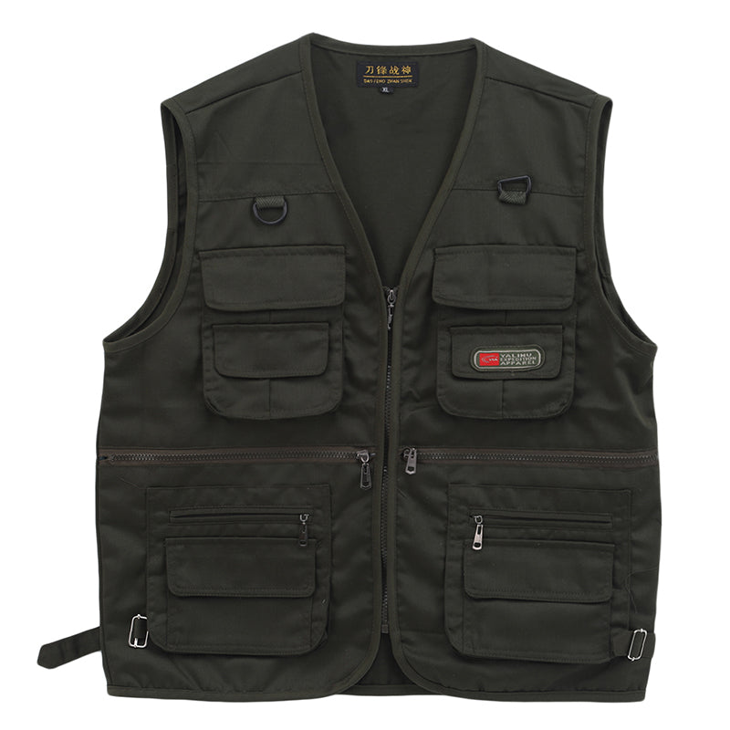 Summer Male Vest Men Sleeveless Jackets Black Casual Fishing Vests With Many Pockets Unloading Waistcoat Photography Clothing