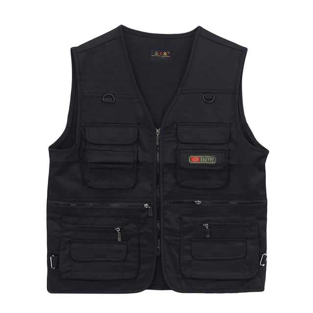 Summer Male Vest Men Sleeveless Jackets Black Casual Fishing Vests With Many Pockets Unloading Waistcoat Photography Clothing